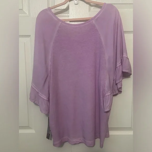 NWT Tribal Jeans Purple Ruffle Sleeve Blouse 1x - Picture 5 of 5